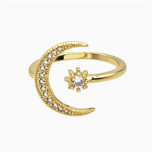 Copper Ring Pave Zircon, Gold Plated, approx 5mm, 11-15mm, 18mm dia