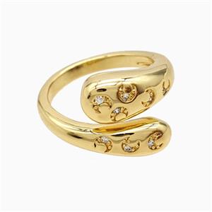 Copper Ring Pave Zircon, Gold Plated, approx 5-7mm, 18mm dia