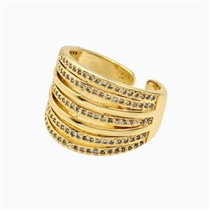 Copper Ring Pave Zircon, Gold Plated, approx 15mm, 18mm dia