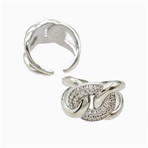 Copper Ring Pave Zircon, Gold Plated, approx 14mm, 18mm dia