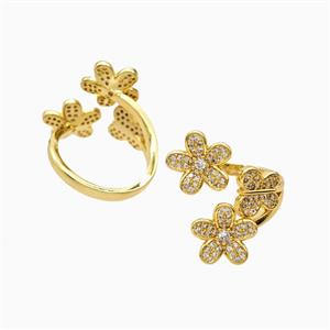 Copper Ring Pave Zircon, Gold Plated, approx 11.5mm, 18mm dia