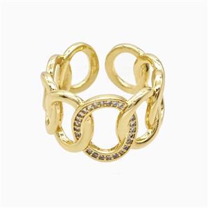 Copper Ring Pave Zircon, Gold Plated, approx 13mm, 18mm dia