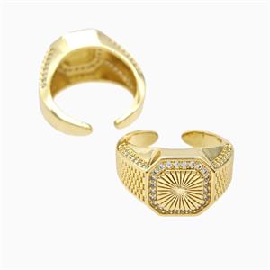 Copper Ring Pave Zircon, Gold Plated, approx 13mm, 18mm dia