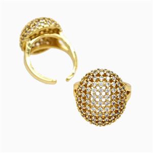 Copper Ring Pave Zircon, Gold Plated, approx 18-21mm, 18mm dia