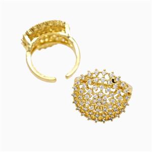 Copper Ring Pave Zircon, Gold Plated, approx 20mm, 18mm dia