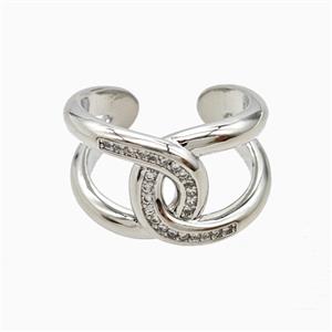 Copper Ring Pave Zircon, Gold Plated, approx 14mm, 18mm dia