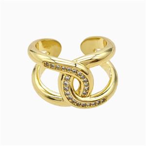 Copper Ring Pave Zircon, Gold Plated, approx 14mm, 18mm dia