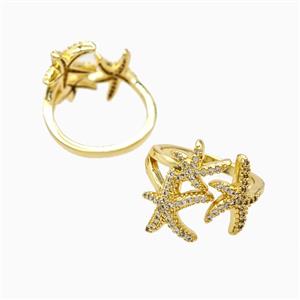 Copper Ring Pave Zircon, Gold Plated, approx 14-19mm, 18mm dia