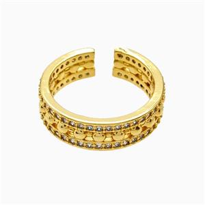 Copper Ring Pave Zircon, Gold Plated, approx 6mm, 18mm dia