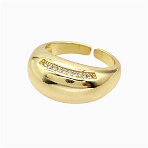 Copper Ring Pave Zircon, Gold Plated, approx 11mm, 18mm dia