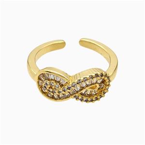 Copper Ring Pave Zircon, Gold Plated, approx 8mm, 18mm dia
