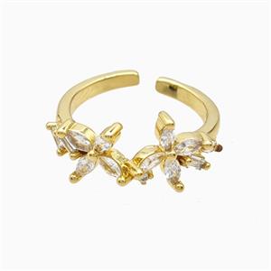 Copper Ring Pave Zircon, Gold Plated, approx 10mm, 18mm dia