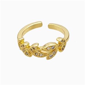 Copper Ring Pave Zircon, Gold Plated, approx 7mm, 18mm dia