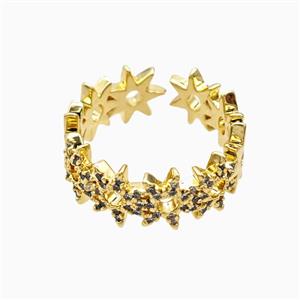Copper Ring Pave Zircon, Gold Plated, approx 8.5mm, 18mm dia