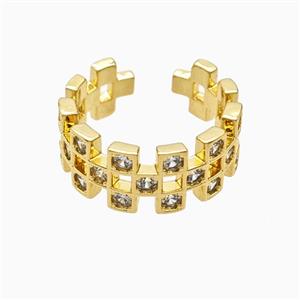 Copper Ring Pave Zircon, Gold Plated, approx 9mm, 18mm dia