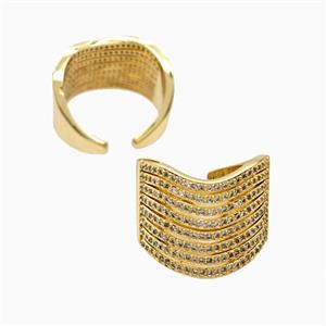Copper Ring Pave Zircon, Gold Plated, approx 17mm, 18mm dia