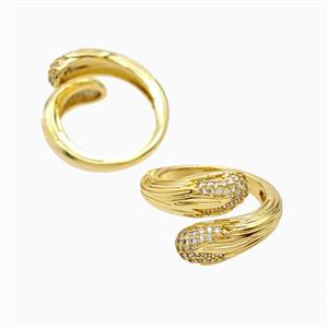 Copper Ring Pave Zircon, Gold Plated, approx 7mm, 18mm dia