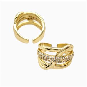 Copper Ring Pave Zircon, Gold Plated, approx 16mm, 18mm dia
