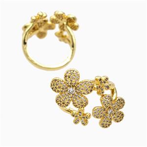 Copper Ring Pave Zircon, Gold Plated, approx 7-15mm, 18mm dia