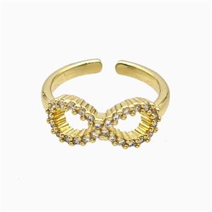 Copper Ring Pave Zircon, Gold Plated, approx 8mm, 18mm dia