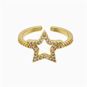 Copper Ring Pave Zircon, Gold Plated, approx 13mm, 18mm dia