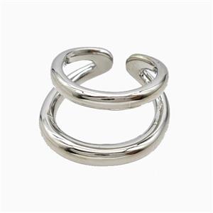 Copper Ring Pave Zircon, Gold Plated, approx 13mm, 18mm dia