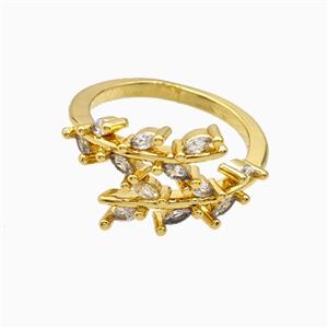 Copper Ring Pave Zircon, Gold Plated, approx 11mm, 18mm dia