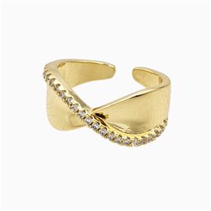 Copper Ring Pave Zircon, Gold Plated, approx 10mm, 18mm dia