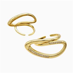 Copper Ring Pave Zircon, Gold Plated, approx 15-30mm, 18mm dia