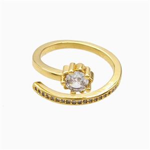 Copper Ring Pave Zircon, Gold Plated, approx 7mm, 18mm dia