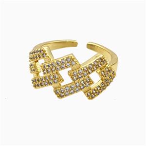 Copper Ring Pave Zircon, Gold Plated, approx 11.5-20mm, 18mm dia