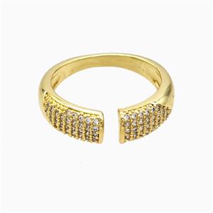 Copper Ring Pave Zircon, Gold Plated, approx 6mm, 18mm dia