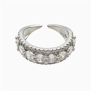 Copper Ring Pave Zircon, Gold Plated, approx 7.5mm, 18mm dia