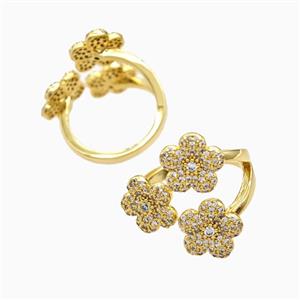 Copper Ring Pave Zircon, Gold Plated, approx 11mm, 18mm dia