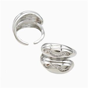 Copper Rings Pave Zirconia Platinum Plated, approx 19mm, 18mm dia