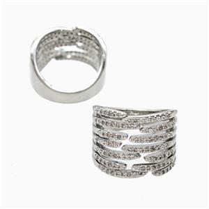 Copper Rings Pave Zirconia Platinum Plated, approx 16mm, 18mm dia