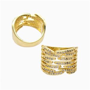 Copper Rings Pave Zirconia 18K Gold Plated, approx 16mm, 18mm dia