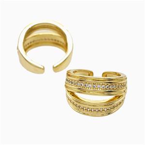 Copper Rings Pave Zirconia 18K Gold Plated, approx 16mm, 18mm dia