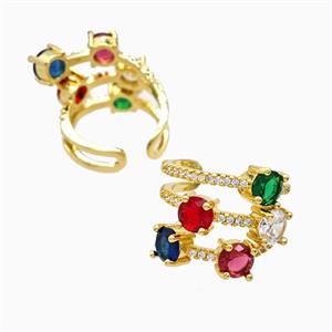 Copper Rings Pave Zirconia 18K Gold Plated, approx 20mm, 18mm dia