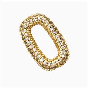 Copper Oval Connector Pave Zirconia 18K Gold Plated, approx 12-19mm