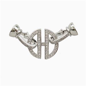 Copper Connector Clasp Pave Zirconia Platinum Plated, approx 15-35mm, 5-11mm