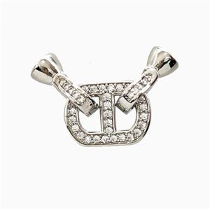 Copper Connector Clasp Pave Zirconia Platinum Plated, approx 10-25mm, 6-11mm