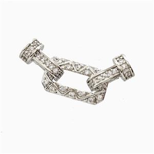 Copper Connector Clasp Pave Zirconia Platinum Plated, approx 9-30mm, 6-11mm