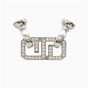 Copper Connector Clasp Pave Zirconia Platinum Plated, approx 10-35mm, 6-12mm