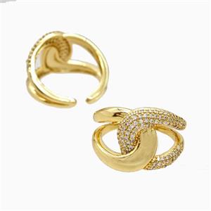 Copper Rings Pave Zirconia 18K Gold Plated, approx 15mm, 18mm dia