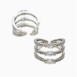 Copper Rings Pave Zirconia Platinum Plated, approx 15mm, 18mm dia