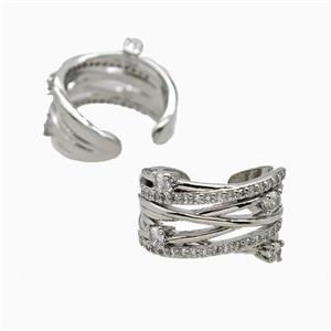 Copper Rings Pave Zirconia Platinum Plated, approx 14mm, 18mm dia