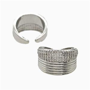 Copper Rings Pave Zirconia Platinum Plated, approx 14.5mm, 18mm dia