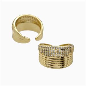Copper Rings Pave Zirconia 18K Gold Plated, approx 14.5mm, 18mm dia