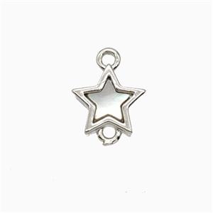 Copper Star Connector Pave Shell Platinum Plated, approx 7.5mm